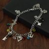Kingdom Hearts Charm Bracelet Gems Metal Crystal Beads Crown Bracelet Key Love Heart Pendant Bracelets for 2 - Kingdom Hearts Merch
