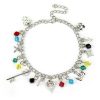 Kingdom Hearts Charm Bracelet Gems Metal Crystal Beads Crown Bracelet Key Love Heart Pendant Bracelets for 4 - Kingdom Hearts Merch